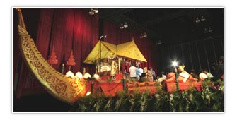 Lavishly crafted stage during royal wedding in bikaner