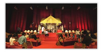 Gathering of guests in royal wedding palace in bikaner