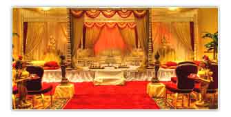 Well decorated stage in a royal wedding